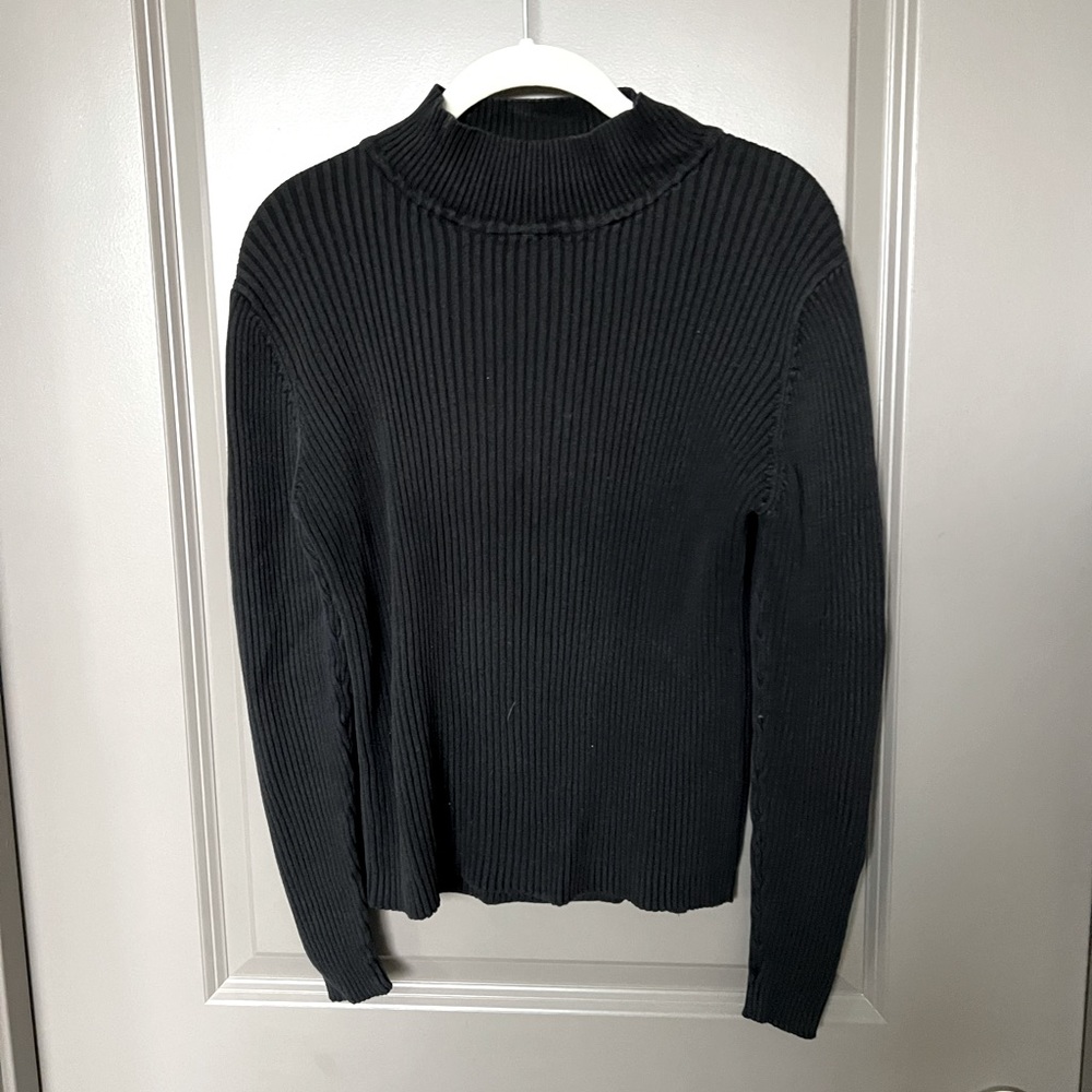 Black Ribbed Sweater w/ Mockneck